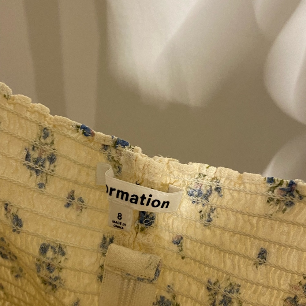 Reformation Cream Floral Tie-Shoulder Crop Top - Picture 6 of 7